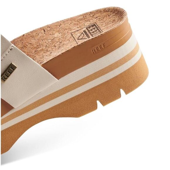 Reef Women's White & Tan Cork Cushion Vista Higher Slide PlatformSandals - Picture 7 of 7
